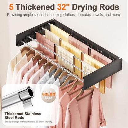 Wall Mounted Clothes Drying Rack Folding Indoor