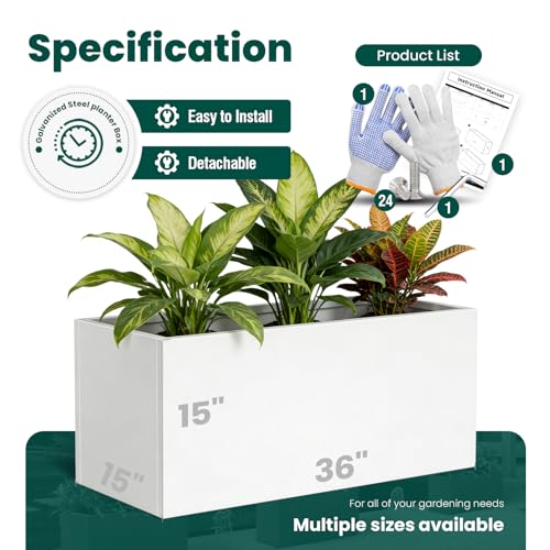 Metal Rectangular Planter 36" L x 15" W x 15" H