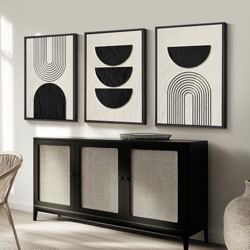 Large Framed Boho Neutral Abstract Wall Art (3 Count)
