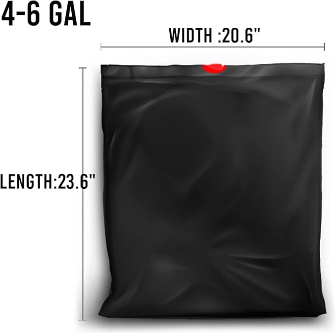 4-6 Gallon Trash Bags Drawstring, 75 Count Bulk, Black & Unscented Multi-purpose Garbage Bags for Business Home Bathroom Kitchen Commercial and Industrial