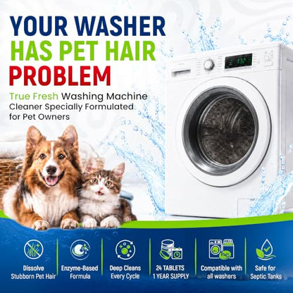 Deep Clean Washing Machine Cleaner Enzyme Pet Hair Dissolver (24 Count)