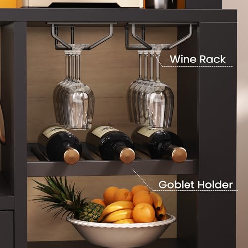 73" Tall Arched Bakers Rack with Power Outlet and LED Light
