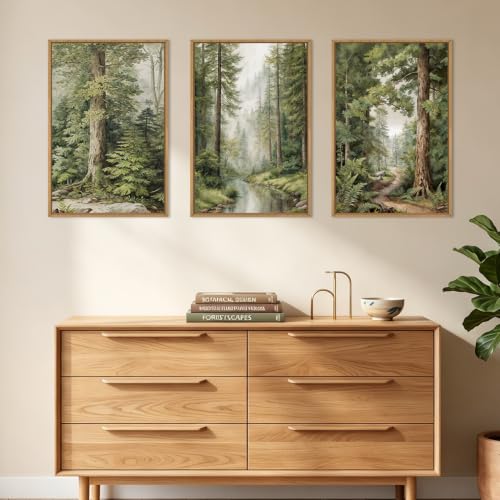 Green Misty Forest Framed Canvas Wall Art