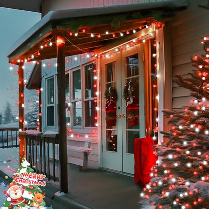 Connectable 100 LED Globe Red and White Christmas Lights Indoor