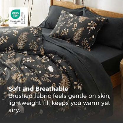 Floral Black Comforter Set