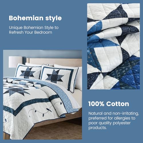 Handmade Quilted 100% Cotton King Comforter Set for Bed (3 Count)