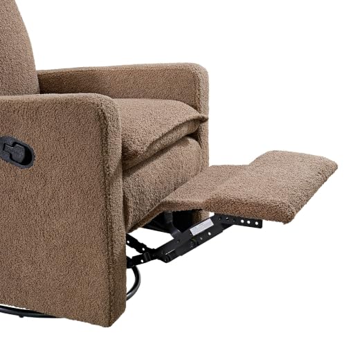 Uptown Upholstered Glider Recliner Rocking Chair 360° Swivel for Nursery and Living Room