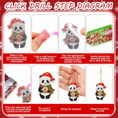 20 Pcs Christmas Cute Animal Diamond Painting Keychains Kit (20 Count)