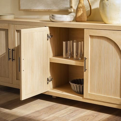 Sasha 4 Door Reeded Sideboard Buffet with Cord Management