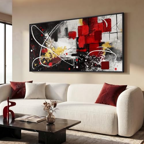 Extra Large Framed Black and White Abstract Wall Art for Living Room