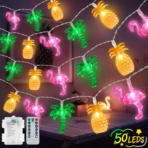 50 LED 25ft Summer Hawaiian Beach Battery String Lights Outdoor with Remote