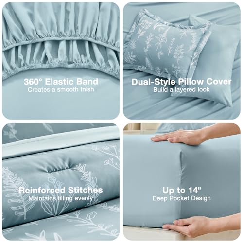 Mineral Blue Bed in a Bag King 7 Pieces