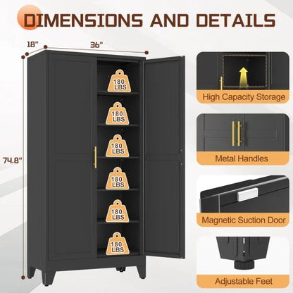 75" Metal Kitchen Pantry Cabinet