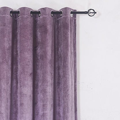 Super Soft Luxury Velvet Set of 2 Lavender Flannel Blackout Curtains Panel Drapes Grommet 52Wx72L inch Purplish Pink