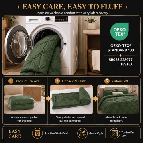 Queen Comforter Set Olive Green (7 Count)