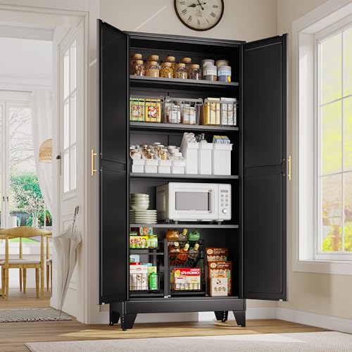 71" Tall Metal Storage Cabinet with 2 Doors and 4 Adjustable Shelves