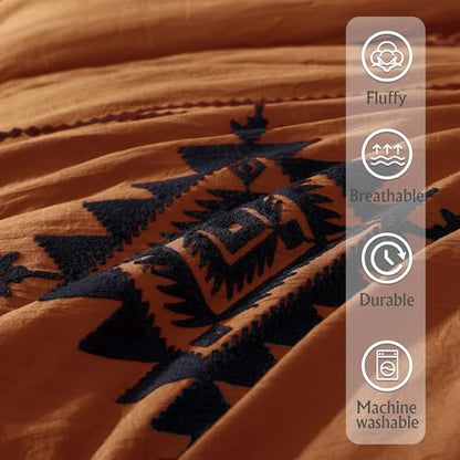 Embroidery King Size Comforter Set 7 Pieces Western Bed in a Bag
