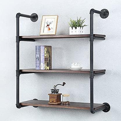 Industrial Pipe Shelves With Wood Planks