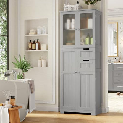 67'' Tall Bathroom Storage Cabinet with Adjustable Shelf