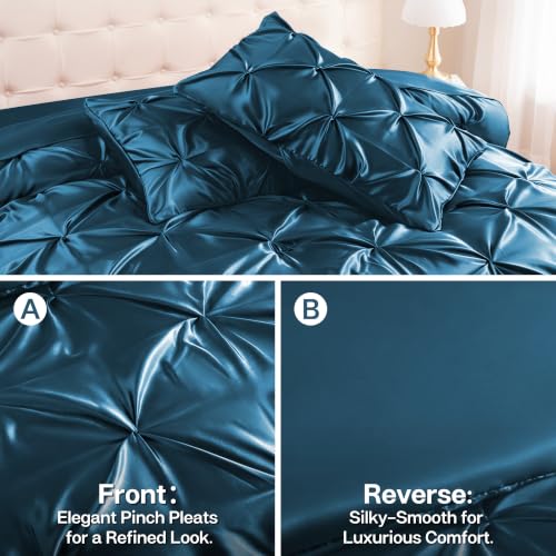 Satin Twin XL Comforter Set Teal