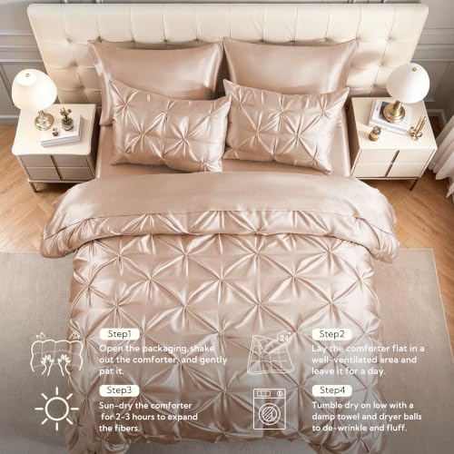Satin Twin XL Comforter Set Champagne