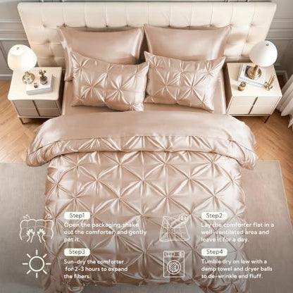 Satin Twin XL Comforter Set Champagne