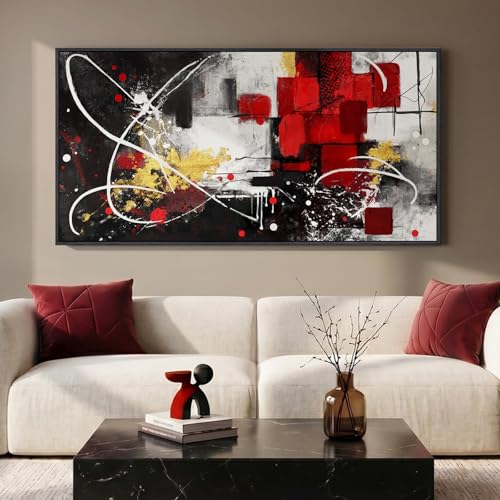 Extra Large Framed Black and White Abstract Wall Art for Living Room