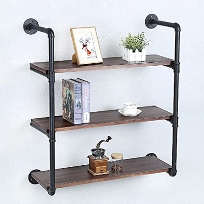 Industrial Pipe Shelves With Wood Planks