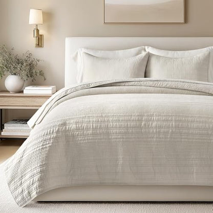 HOME 100% Cotton Modern Lines Quilt Set King Size