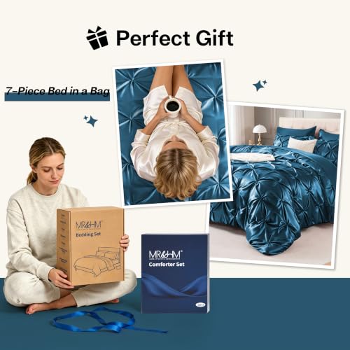Satin Twin XL Comforter Set Teal