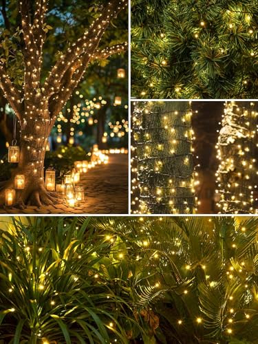 Solar String Lights Outdoor 2 Pack 400 LED 132FT Christmas Light Warm White (2 Count)