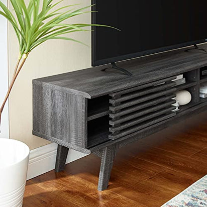 Render Mid Century Modern Low Profile 70 Inch Media Console TV Stand in Charcoal