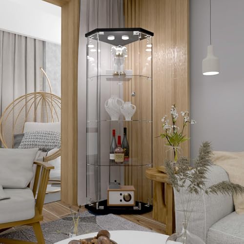 Corner Glass Display Cabinet with LED