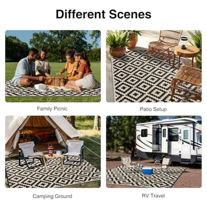 Outdoor Rug 10x14 ft Waterproof Reversible Mat
