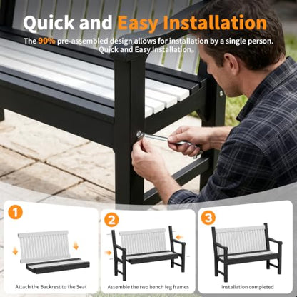 2 Person Outdoor Bench with 700 Lbs Weight Capacity