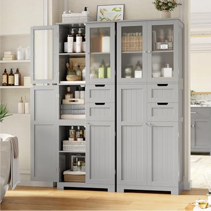 67'' Tall Bathroom Storage Cabinet with Adjustable Shelf