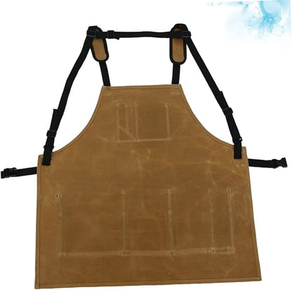 Kisangel Waterproof Heavy Duty Canvas Garden Tool Apron Pockets Sturdy Oil-Proof Pinafore for Cooking and Outdoor Work