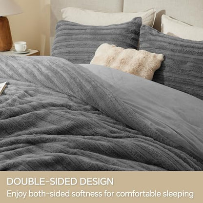 Faux Fur Queen Comforter Set