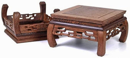 GOLDY&WENDY Oriental Furniture Rosewood Solid Wood Pedestal Square Carved Wooden Display Stand Flower Bonsai Wooden Base