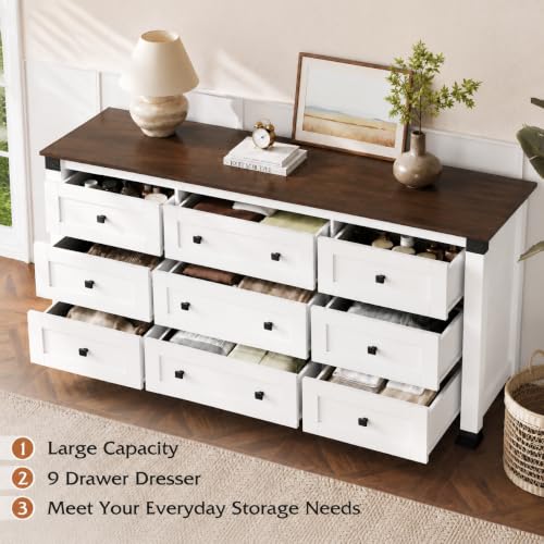 9 Drawer Dresser White