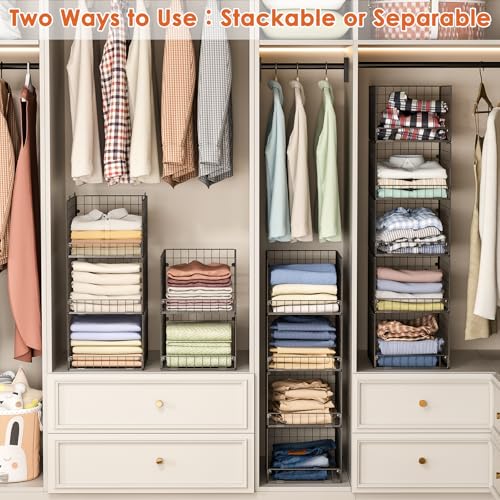 5 Tier Stackable Closet Storage Baskets