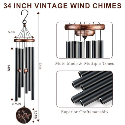 34" Butterfly Wind Chimes for Outside