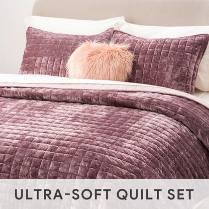 Channel Box Stitch Velvet Quilt Set