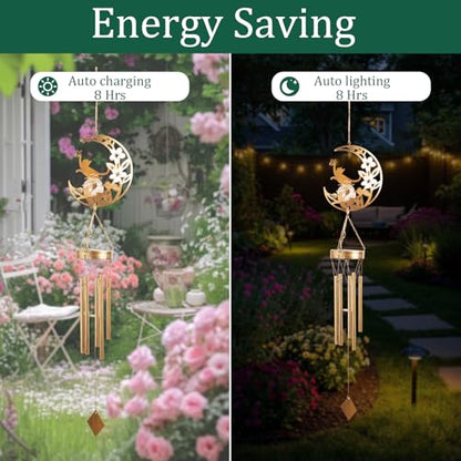 Moon Cat Wind Chime Outdoor 3