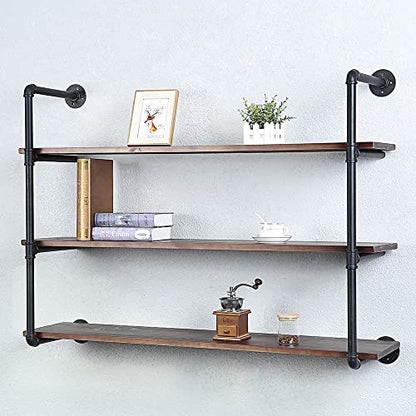 Industrial Pipe Shelves With Wood Planks