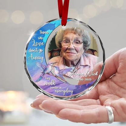 Personalized Memorial Hummingbird Glass Ornament