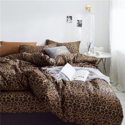 Leopard Print Comforter Set Queen Vintage Animal Cheetah Printed Comforter Soft Fluffy Brown (3 Count)