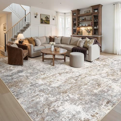 12x18 Area Rug Living Room Rugs Extra Large Brown Grey Carpet (24 Count)