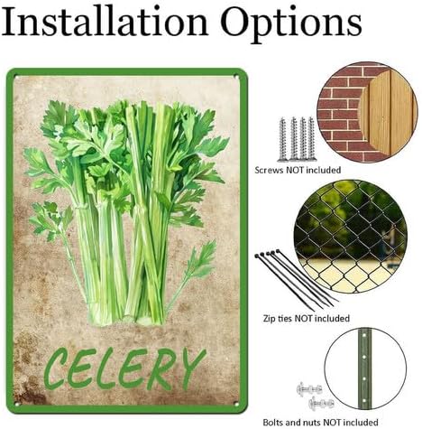 Vegetables Metal Sign Vintage Decor Celery Sign Farm Wall Decor Sturdy Rust Waterproof Aluminum Signs for Outdoor Yard Garden Easy to Install 5.5x8inch
