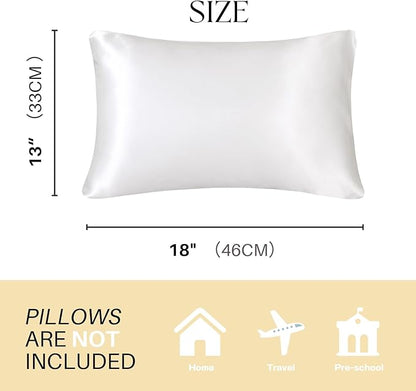 Silky Satin Toddler Pillowcases Set of 2, Super Soft Travel Pillow Covers, Small Kids Pillow Cases with Envelope Closure, 13"x 18", Ivory